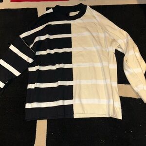 Black and Cream Striped Amazon Sweater